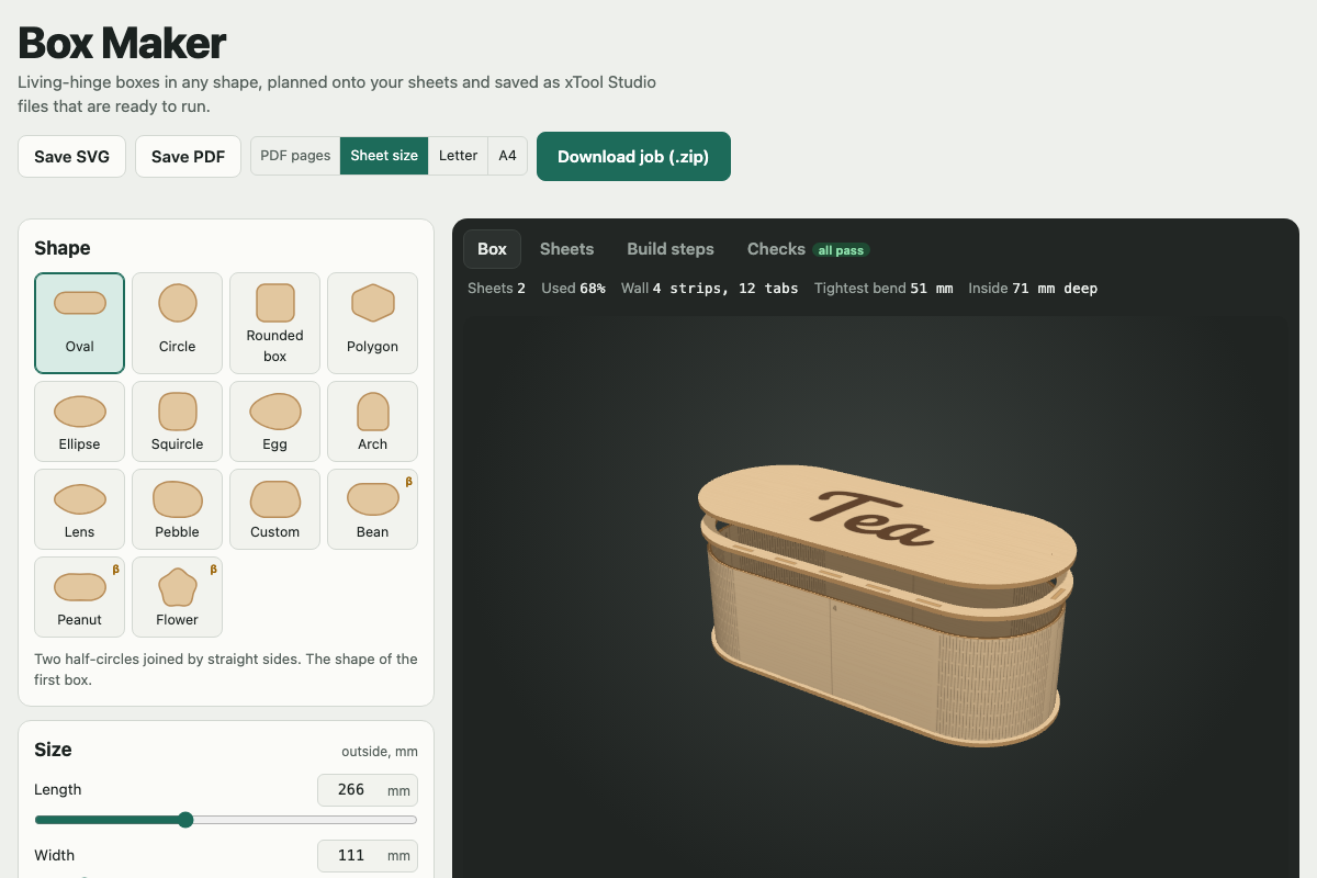 Box Maker with its default settings