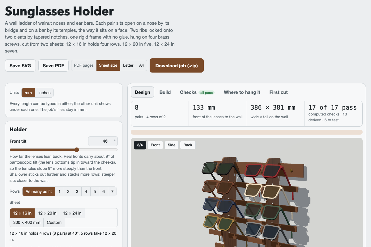 Sunglasses Holder with its default settings